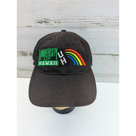 Vintage University Of Hawaii UH SnapBack 80s 90s Hat Cap Black